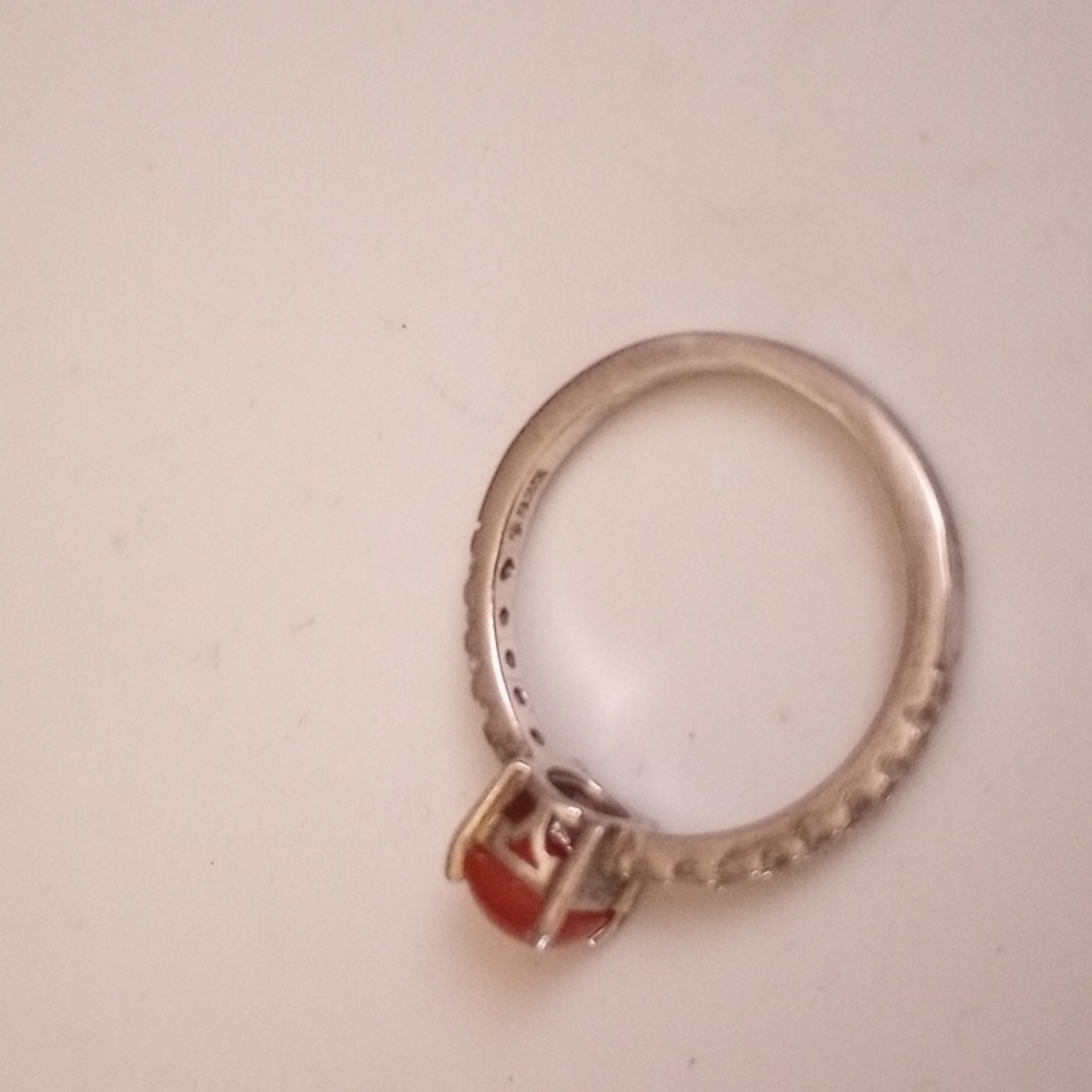 Vtg Real Ss Carnelian & Sapphire Ring - image 5
